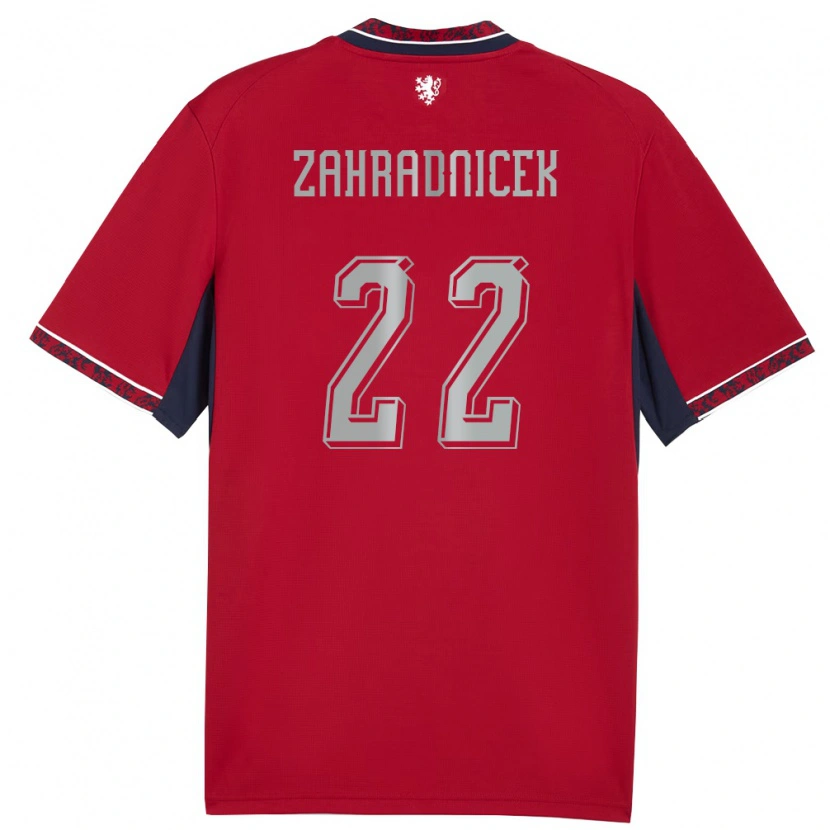 Danxen Hombre Camiseta Chequia Vaclav Zahradnicek #22 Rojo Blanco Marino 1ª Equipación 26-28 La Camisa