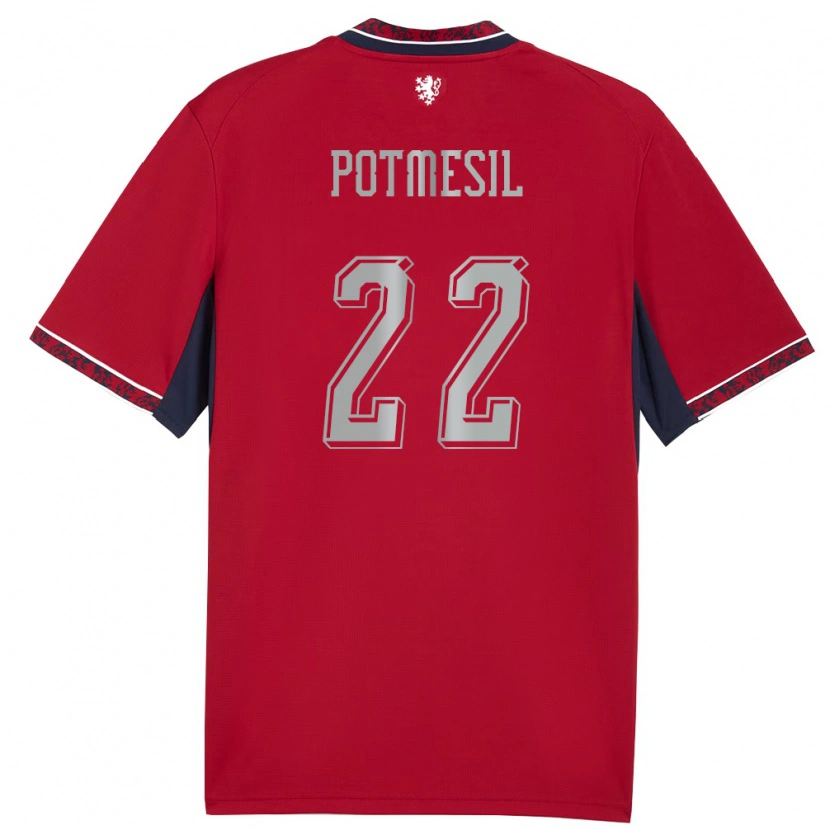 Danxen Hombre Camiseta Chequia Petr Potmesil #22 Rojo Blanco Marino 1ª Equipación 26-28 La Camisa