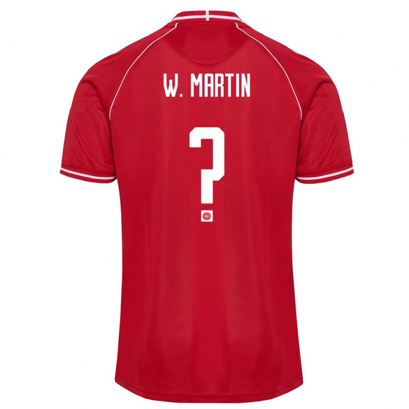 Danxen Hombre Camiseta Dinamarca William Martin #0 Rojo Blanco 1ª Equipación 26-28 La Camisa