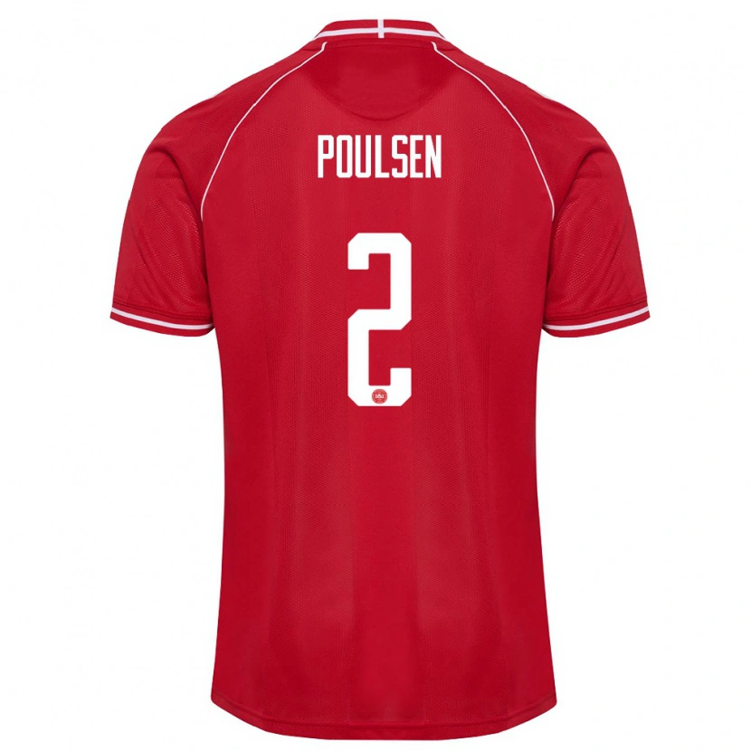 Danxen Hombre Camiseta Dinamarca Xander Poulsen #2 Rojo Blanco 1ª Equipación 26-28 La Camisa