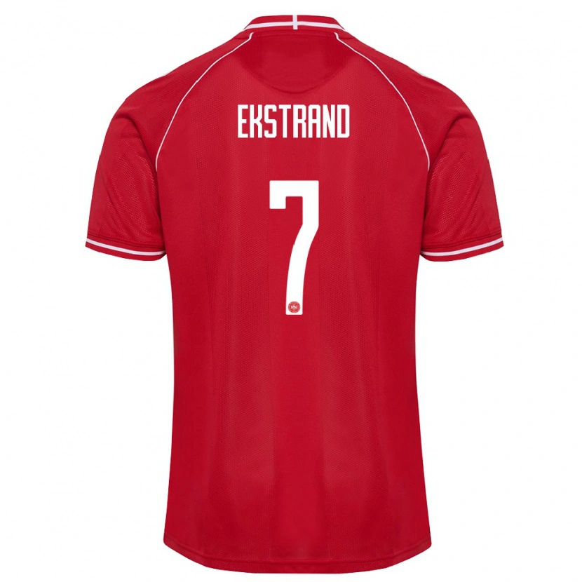 Danxen Hombre Camiseta Dinamarca Tobias Ekstrand #7 Rojo Blanco 1ª Equipación 26-28 La Camisa