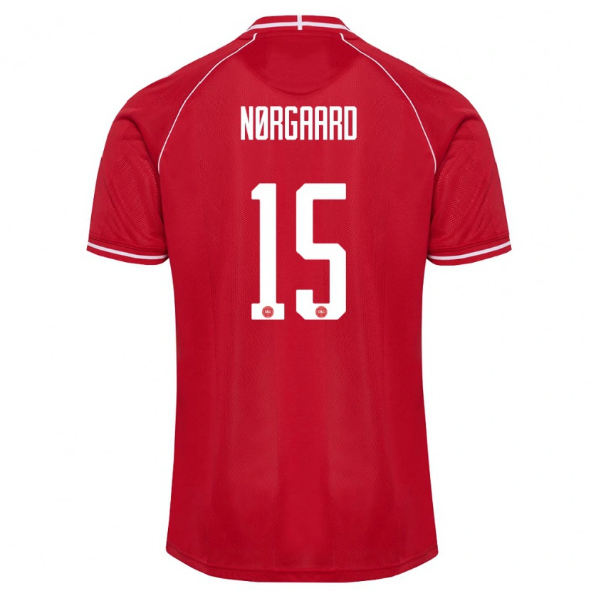 Danxen Hombre Camiseta Dinamarca Christian Nørgaard #15 Rojo Blanco 1ª Equipación 26-28 La Camisa