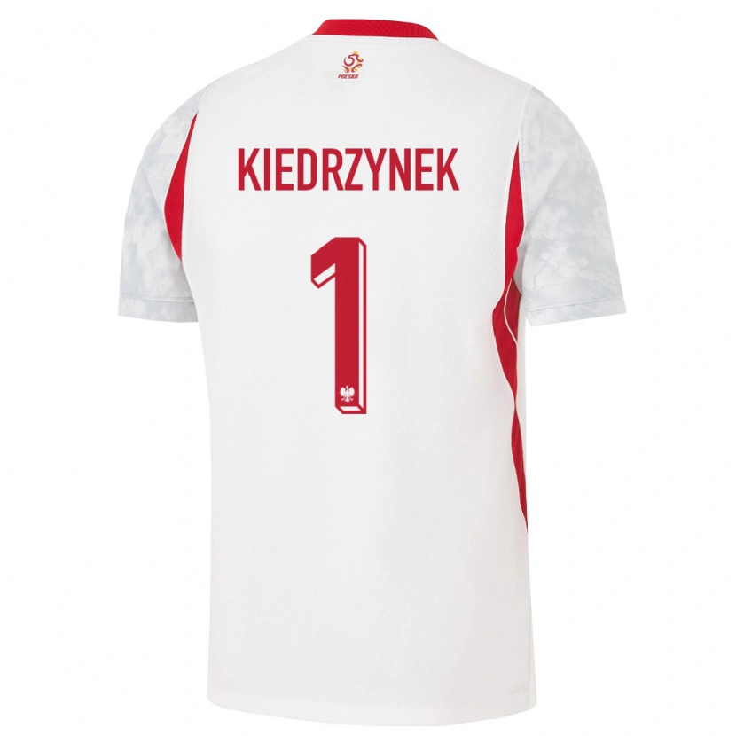 Danxen Hombre Camiseta Polonia Katarzyna Kiedrzynek #1 Blanco Rojo Gris 1ª Equipación 26-28 La Camisa