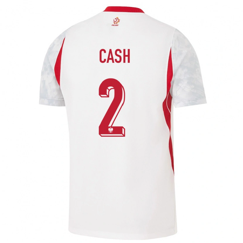 Danxen Hombre Camiseta Polonia Matty Cash #2 Blanco Rojo Gris 1ª Equipación 26-28 La Camisa