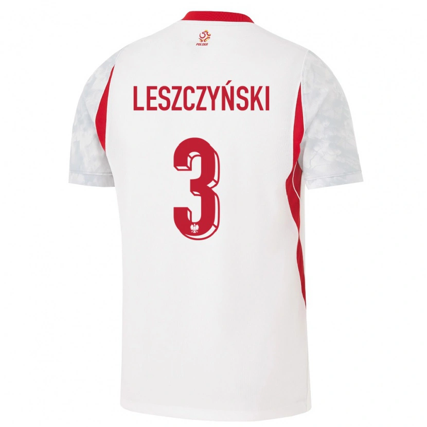 Danxen Hombre Camiseta Polonia Jan Leszczyński #3 Blanco Rojo Gris 1ª Equipación 26-28 La Camisa