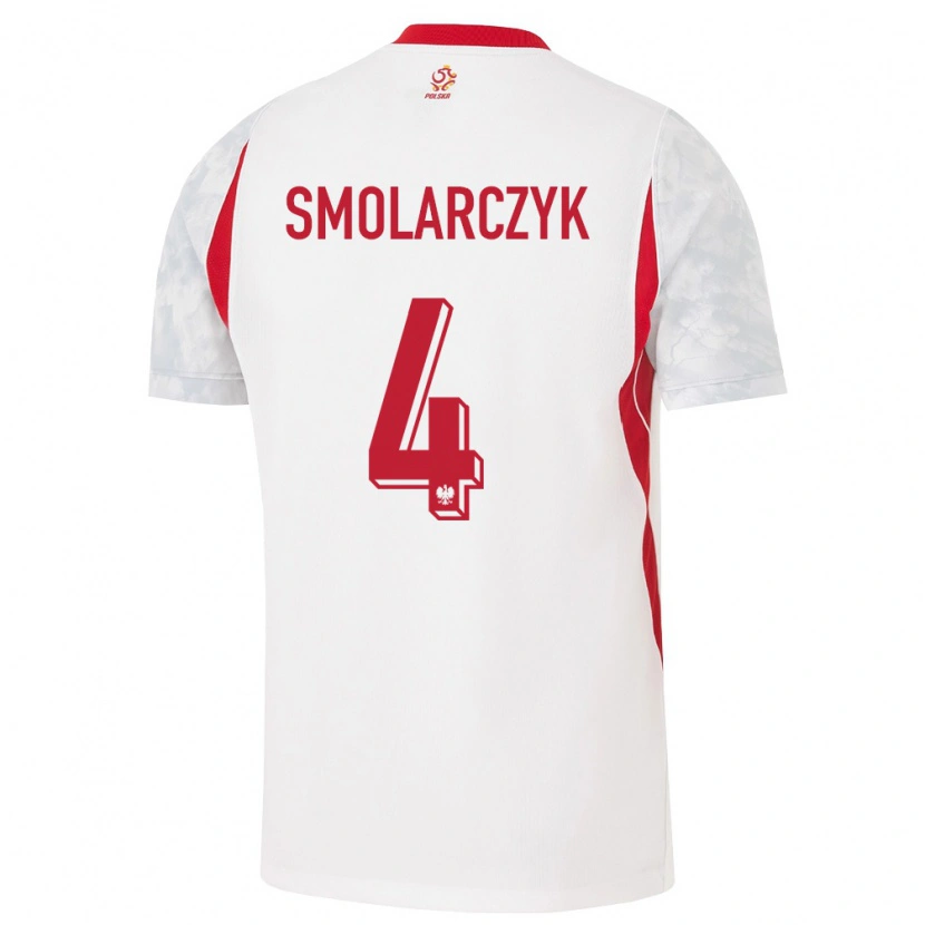 Danxen Hombre Camiseta Polonia Bartlomiej Smolarczyk #4 Blanco Rojo Gris 1ª Equipación 26-28 La Camisa