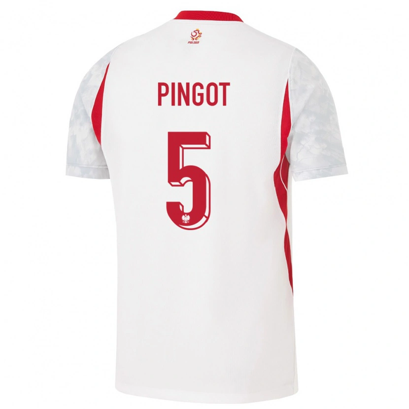 Danxen Hombre Camiseta Polonia Maksymilian Pingot #5 Blanco Rojo Gris 1ª Equipación 26-28 La Camisa