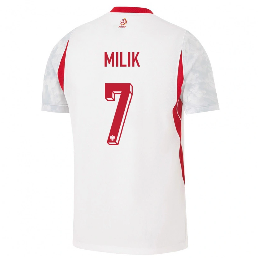 Danxen Hombre Camiseta Polonia Arkadiusz Milik #7 Blanco Rojo Gris 1ª Equipación 26-28 La Camisa