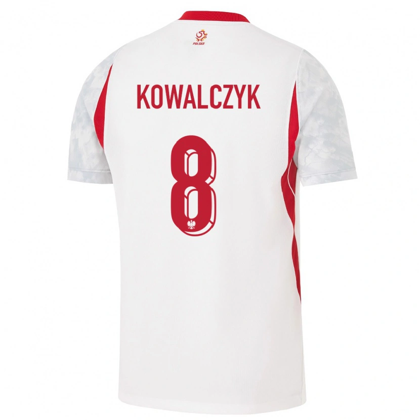 Danxen Hombre Camiseta Polonia Mateusz Kowalczyk #8 Blanco Rojo Gris 1ª Equipación 26-28 La Camisa