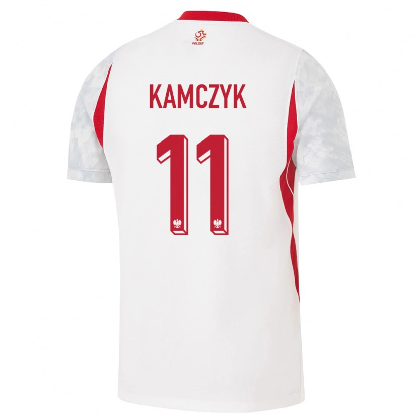 Danxen Hombre Camiseta Polonia Ewelina Kamczyk #11 Blanco Rojo Gris 1ª Equipación 26-28 La Camisa
