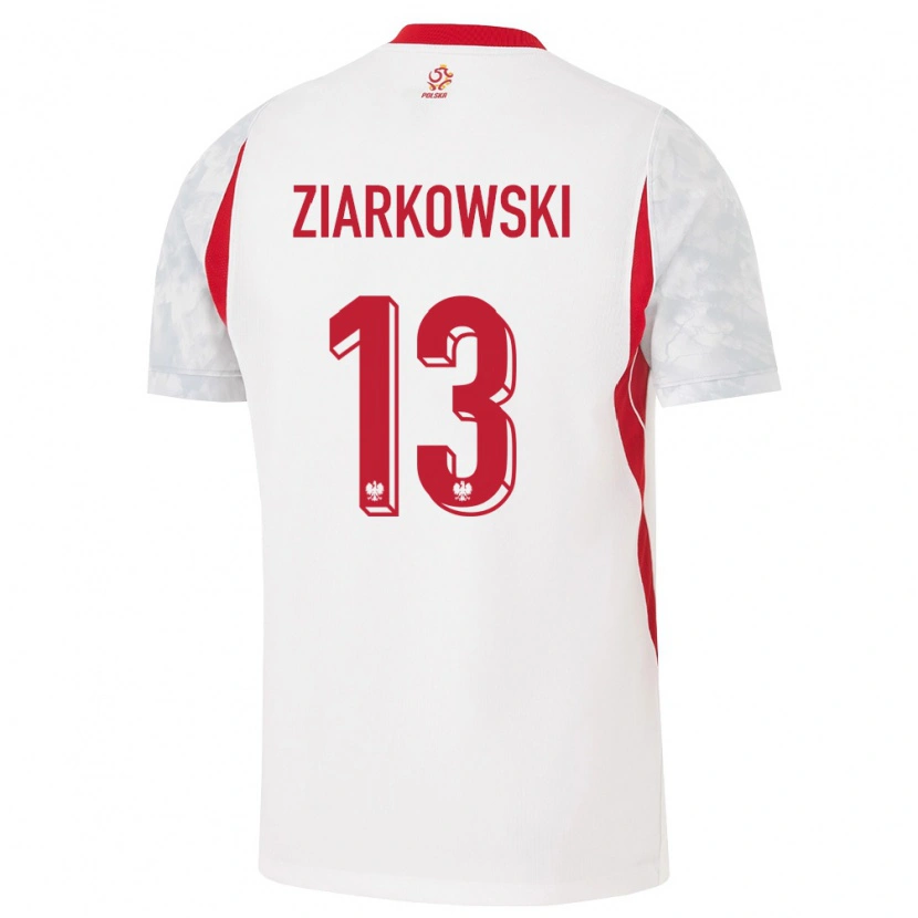 Danxen Hombre Camiseta Polonia Tymon Ziarkowski #13 Blanco Rojo Gris 1ª Equipación 26-28 La Camisa