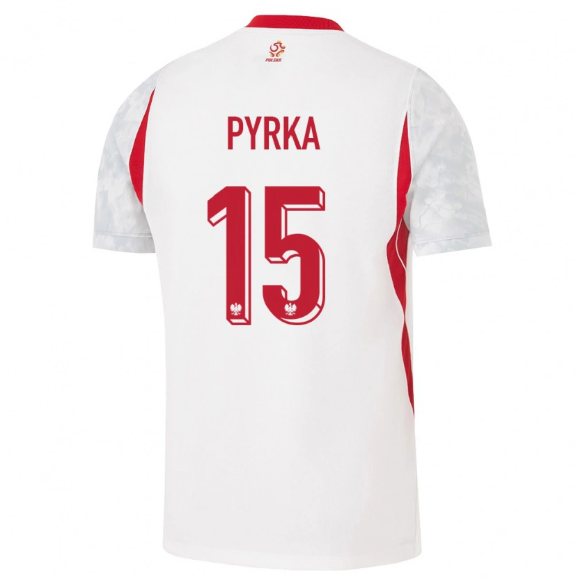 Danxen Hombre Camiseta Polonia Arkadiusz Pyrka #15 Blanco Rojo Gris 1ª Equipación 26-28 La Camisa