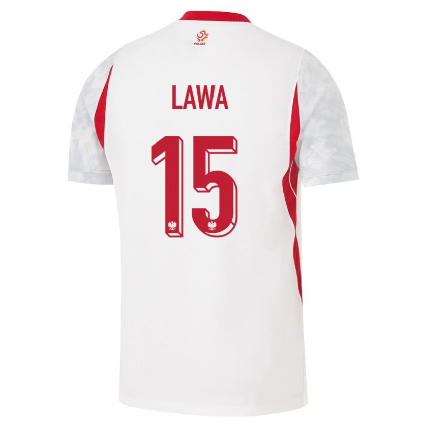 Danxen Hombre Camiseta Polonia Natan Ława #15 Blanco Rojo Gris 1ª Equipación 26-28 La Camisa