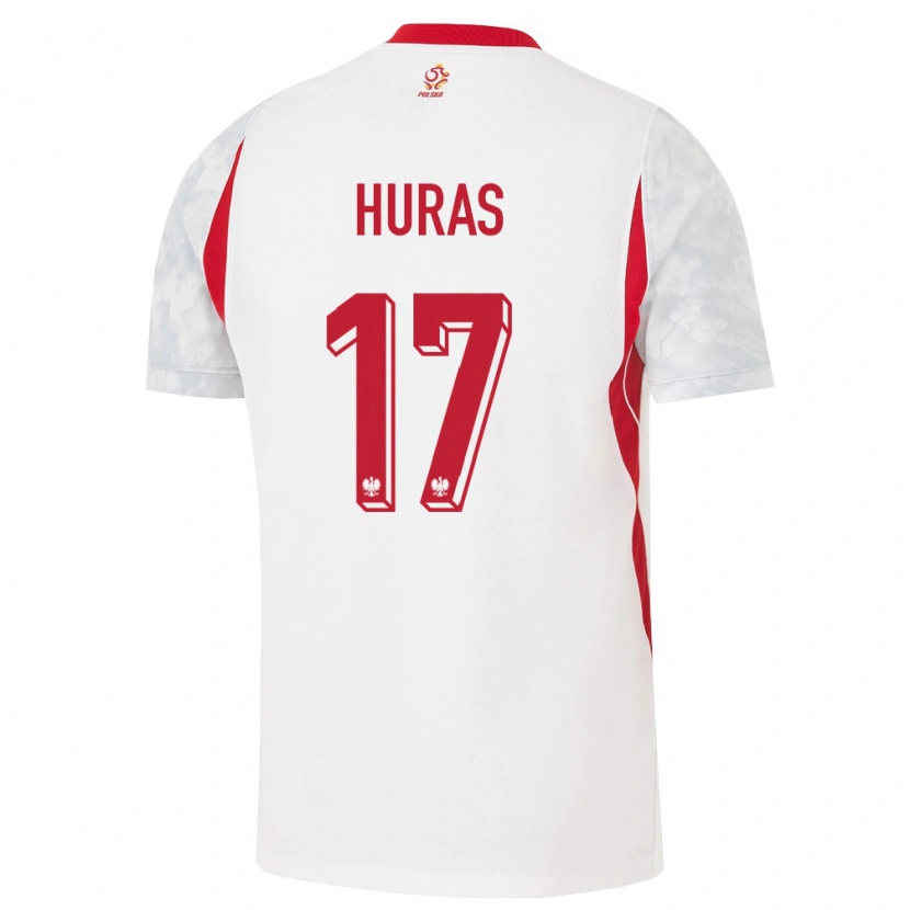 Danxen Hombre Camiseta Polonia Mike Huras #17 Blanco Rojo Gris 1ª Equipación 26-28 La Camisa