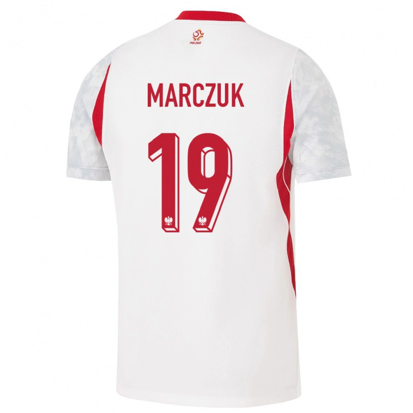Danxen Hombre Camiseta Polonia Dominik Marczuk #19 Blanco Rojo Gris 1ª Equipación 26-28 La Camisa