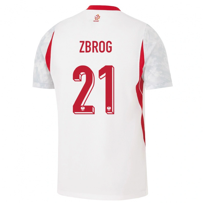 Danxen Hombre Camiseta Polonia Jakub Zbróg #21 Blanco Rojo Gris 1ª Equipación 26-28 La Camisa