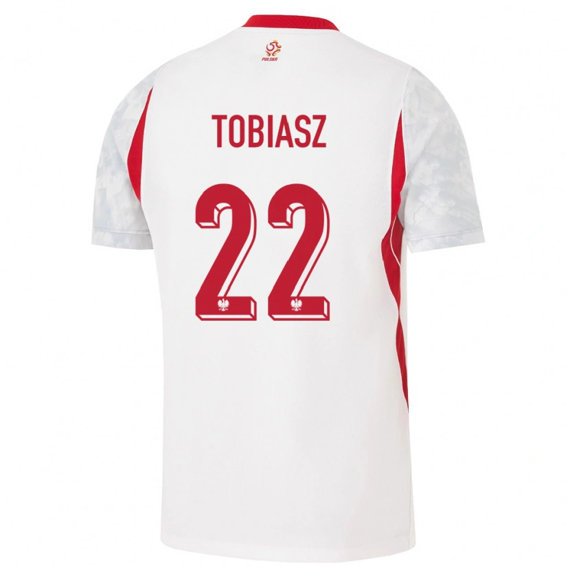 Danxen Hombre Camiseta Polonia Kacper Tobiasz #22 Blanco Rojo Gris 1ª Equipación 26-28 La Camisa
