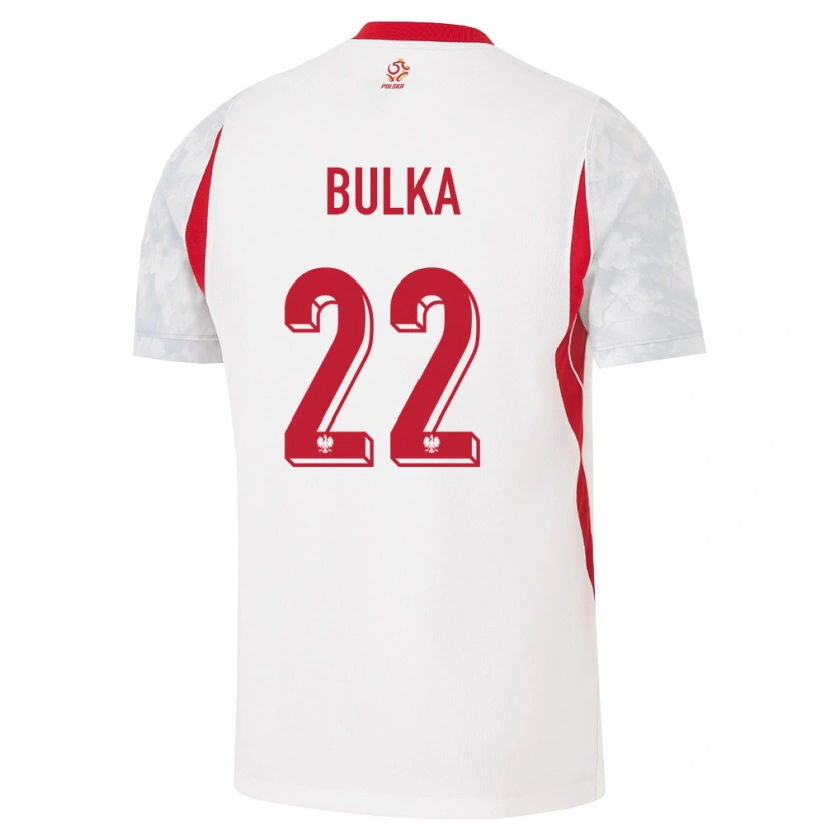Danxen Hombre Camiseta Polonia Marcin Bulka #22 Blanco Rojo Gris 1ª Equipación 26-28 La Camisa