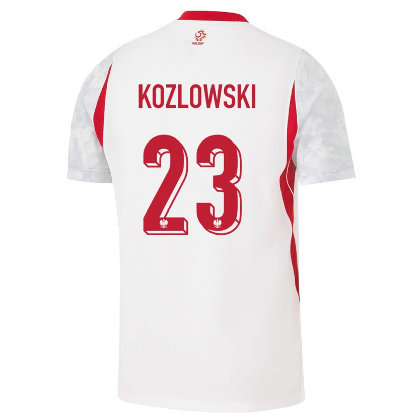 Danxen Hombre Camiseta Polonia Kacper Kozlowski #23 Blanco Rojo Gris 1ª Equipación 26-28 La Camisa