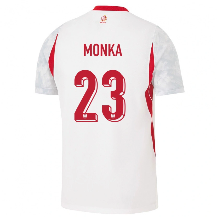 Danxen Hombre Camiseta Polonia Wojciech Mońka #23 Blanco Rojo Gris 1ª Equipación 26-28 La Camisa