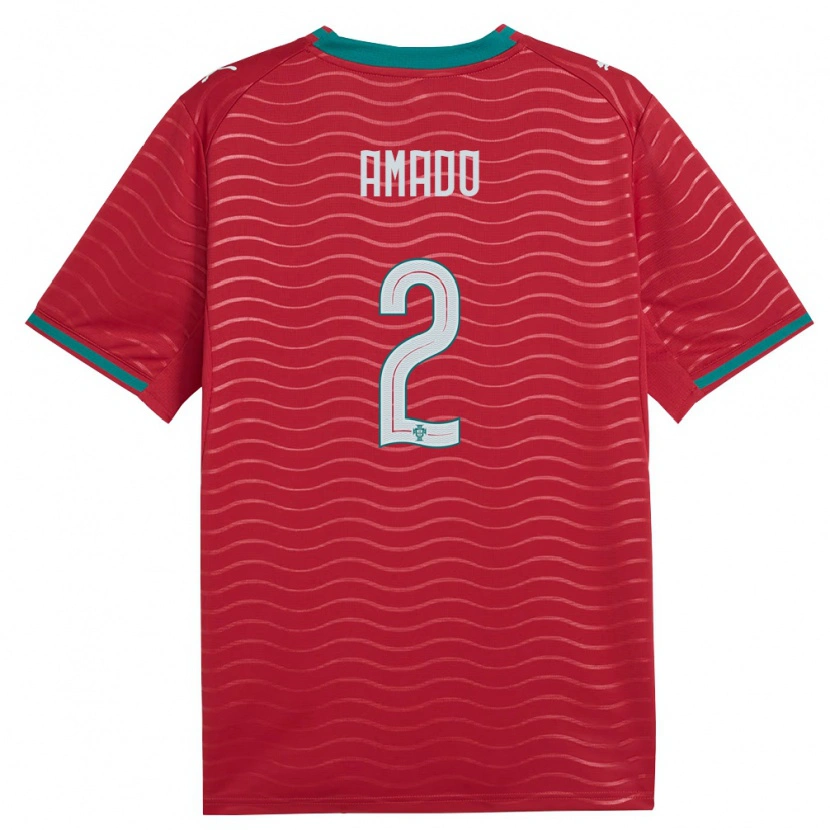 Danxen Hombre Camiseta Portugal Catarina Amado #2 Rojo Verde Blanco 1ª Equipación 26-28 La Camisa
