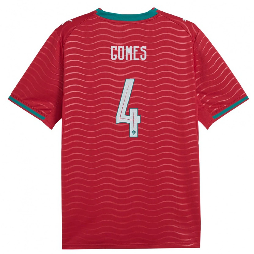Danxen Hombre Camiseta Portugal Luís Gomes #4 Rojo Verde Blanco 1ª Equipación 26-28 La Camisa