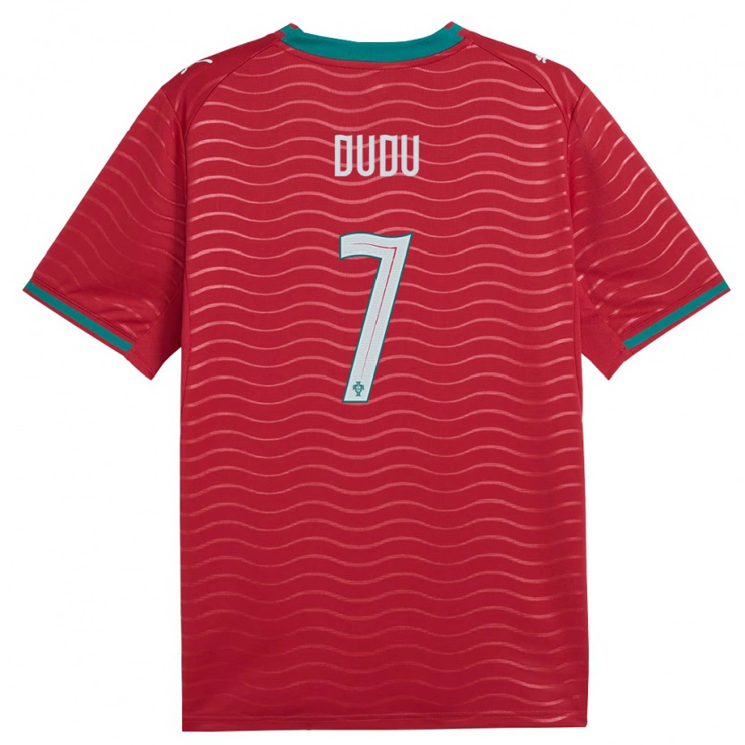 Danxen Hombre Camiseta Portugal Dudu #7 Rojo Verde Blanco 1ª Equipación 26-28 La Camisa