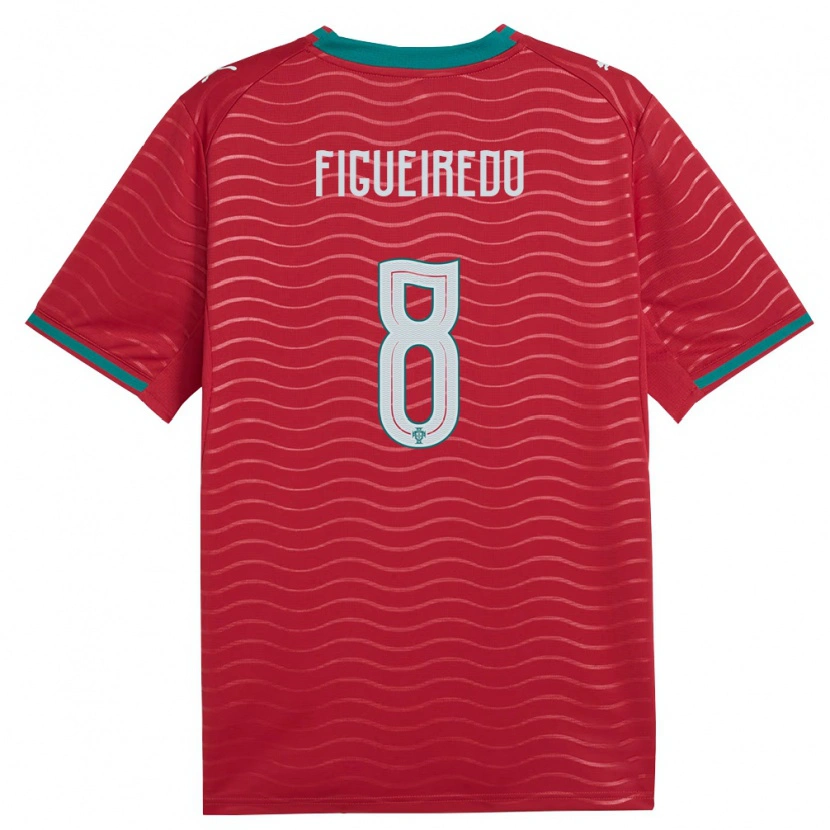 Danxen Hombre Camiseta Portugal Miguel Figueiredo #8 Rojo Verde Blanco 1ª Equipación 26-28 La Camisa