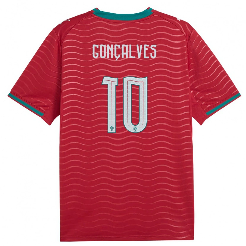 Danxen Hombre Camiseta Portugal Flávio Gonçalves #10 Rojo Verde Blanco 1ª Equipación 26-28 La Camisa