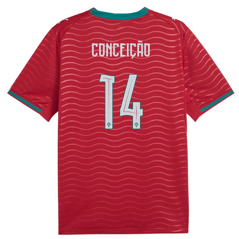 Danxen Hombre Camiseta Portugal Rodrigo Conceicao #14 Rojo Verde Blanco 1ª Equipación 26-28 La Camisa