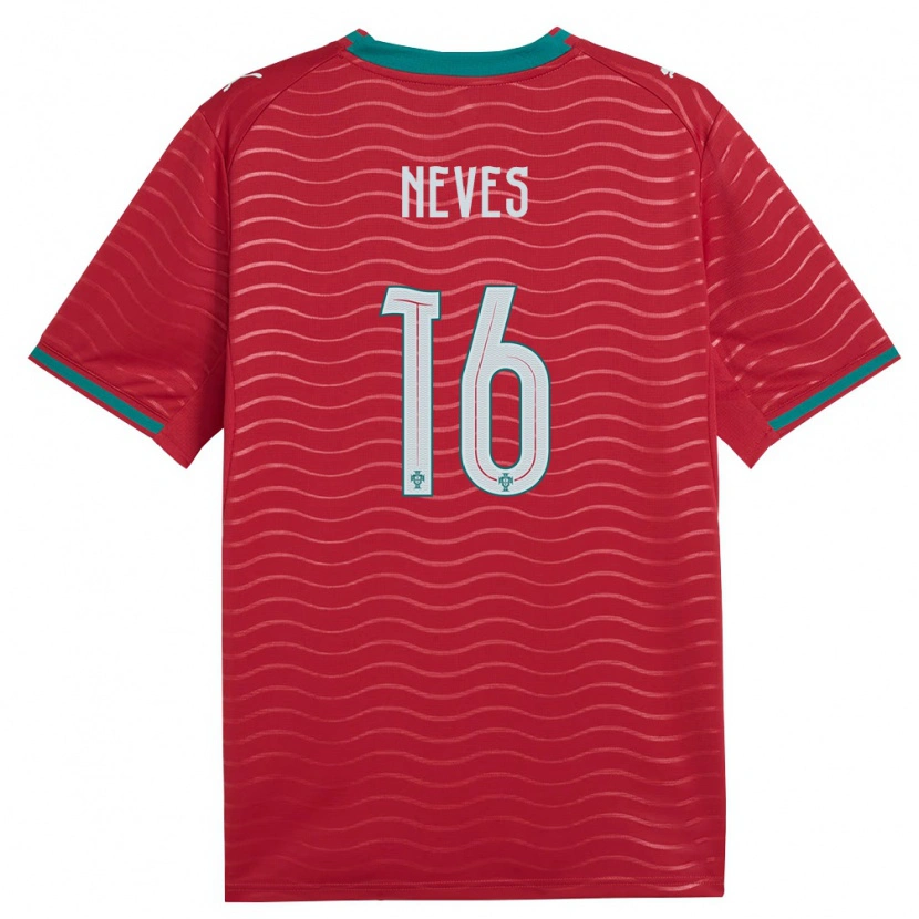 Danxen Hombre Camiseta Portugal Gil Neves #16 Rojo Verde Blanco 1ª Equipación 26-28 La Camisa