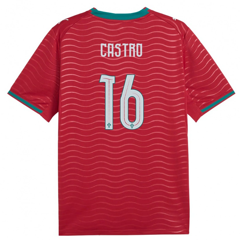 Danxen Hombre Camiseta Portugal Guilherme Castro #16 Rojo Verde Blanco 1ª Equipación 26-28 La Camisa