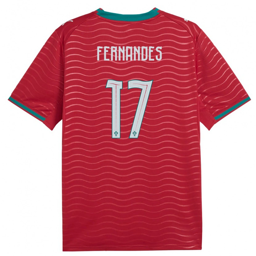 Danxen Hombre Camiseta Portugal Martim Fernandes #17 Rojo Verde Blanco 1ª Equipación 26-28 La Camisa