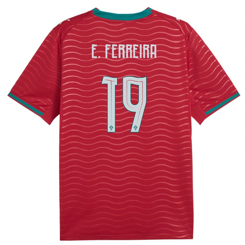 Danxen Hombre Camiseta Portugal Eduardo Ferreira #19 Rojo Verde Blanco 1ª Equipación 26-28 La Camisa