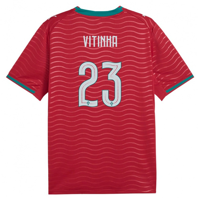 Danxen Hombre Camiseta Portugal Vitinha #23 Rojo Verde Blanco 1ª Equipación 26-28 La Camisa