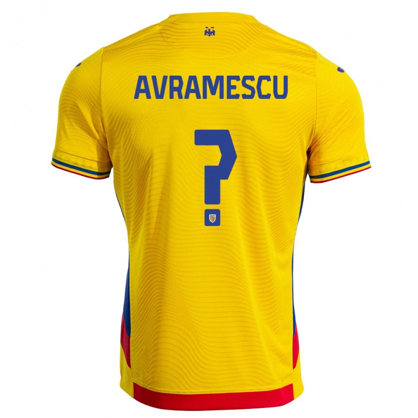 Danxen Hombre Camiseta Rumania Ianis Avrămescu #0 Amarillo Rojo 1ª Equipación 26-28 La Camisa