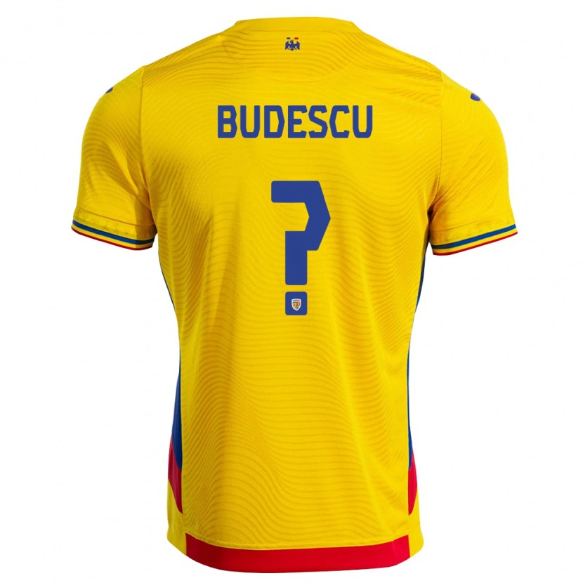 Danxen Hombre Camiseta Rumania Patrick Budescu #0 Amarillo Rojo 1ª Equipación 26-28 La Camisa