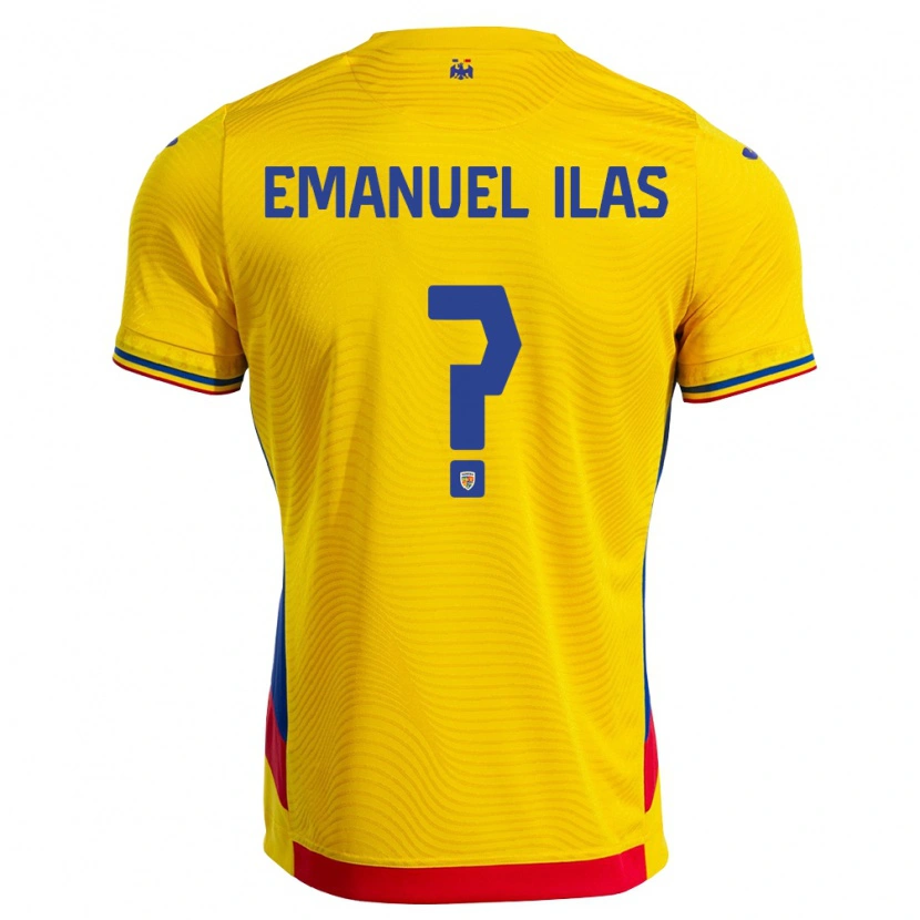 Danxen Hombre Camiseta Rumania Emanuel Ilaș #0 Amarillo Rojo 1ª Equipación 26-28 La Camisa