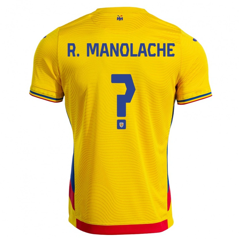 Danxen Hombre Camiseta Rumania Rareș Manolache #0 Amarillo Rojo 1ª Equipación 26-28 La Camisa