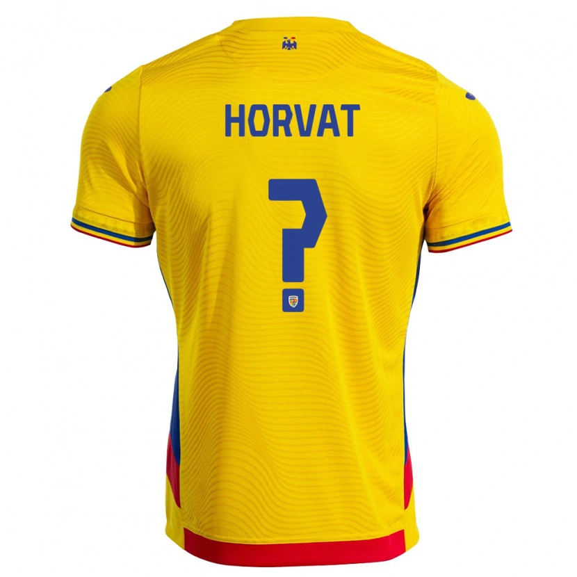 Danxen Hombre Camiseta Rumania Eneas Horvat #0 Amarillo Rojo 1ª Equipación 26-28 La Camisa