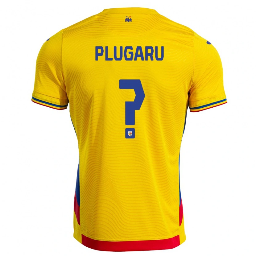 Danxen Hombre Camiseta Rumania Răzvan Plugaru #0 Amarillo Rojo 1ª Equipación 26-28 La Camisa