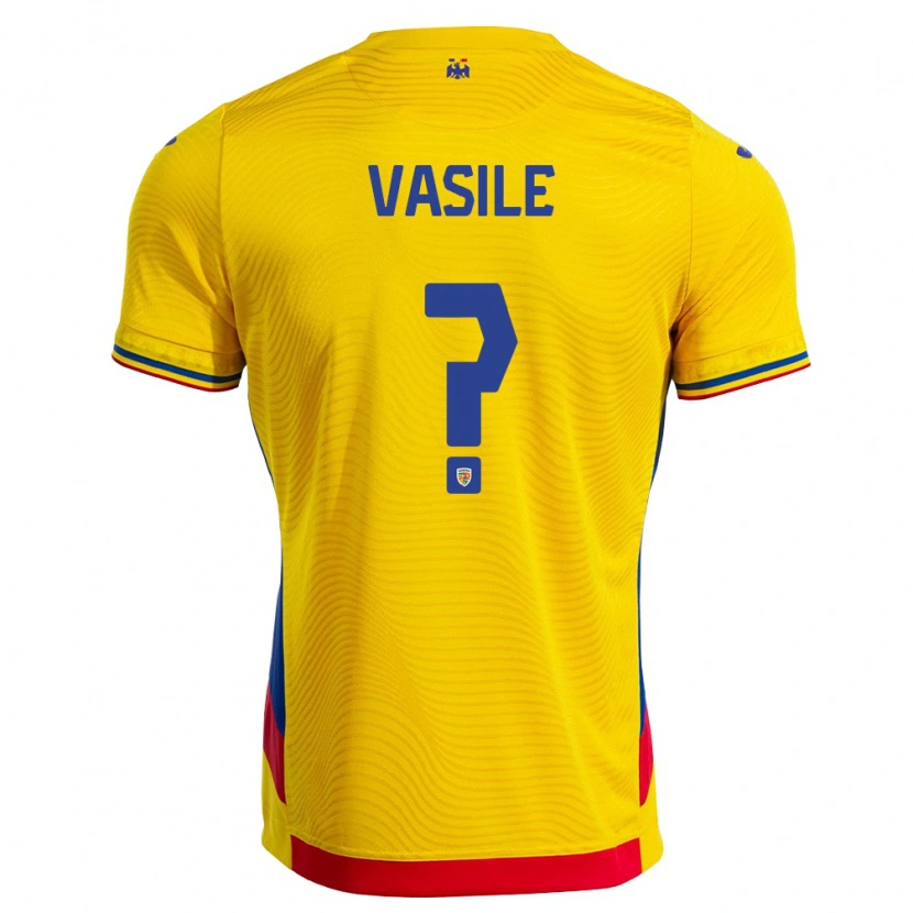 Danxen Hombre Camiseta Rumania Giorgiana Vasile #0 Amarillo Rojo 1ª Equipación 26-28 La Camisa