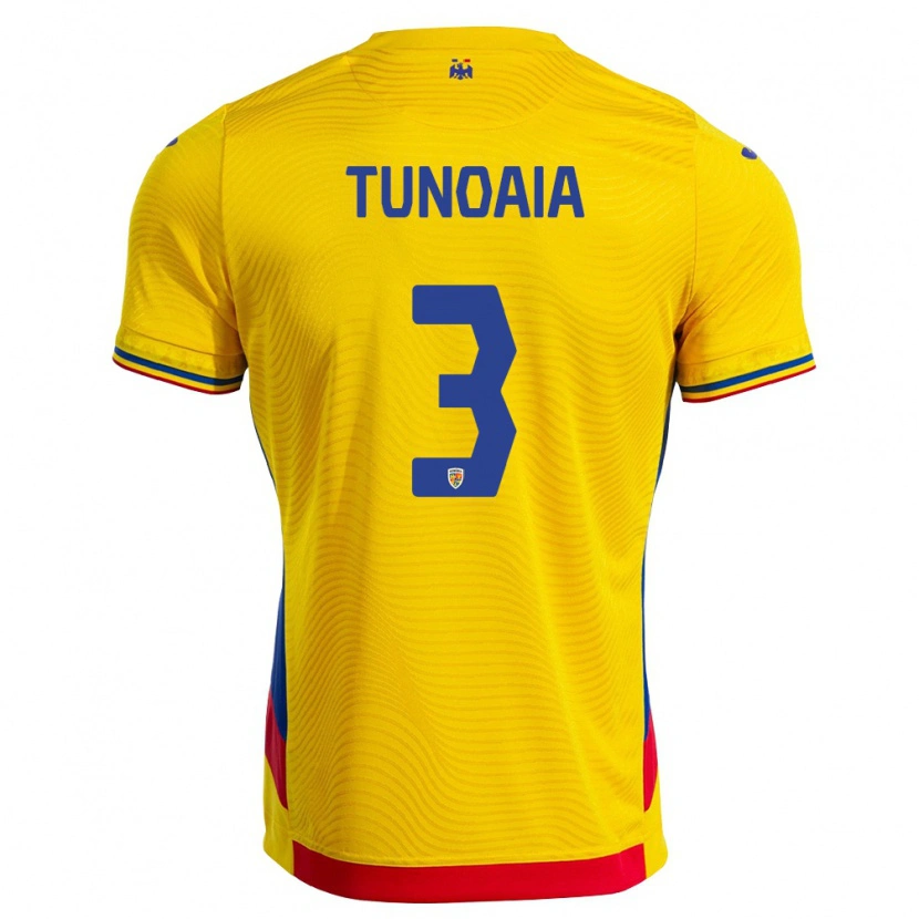 Danxen Hombre Camiseta Rumania Alexandra Tunoaia #3 Amarillo Rojo 1ª Equipación 26-28 La Camisa