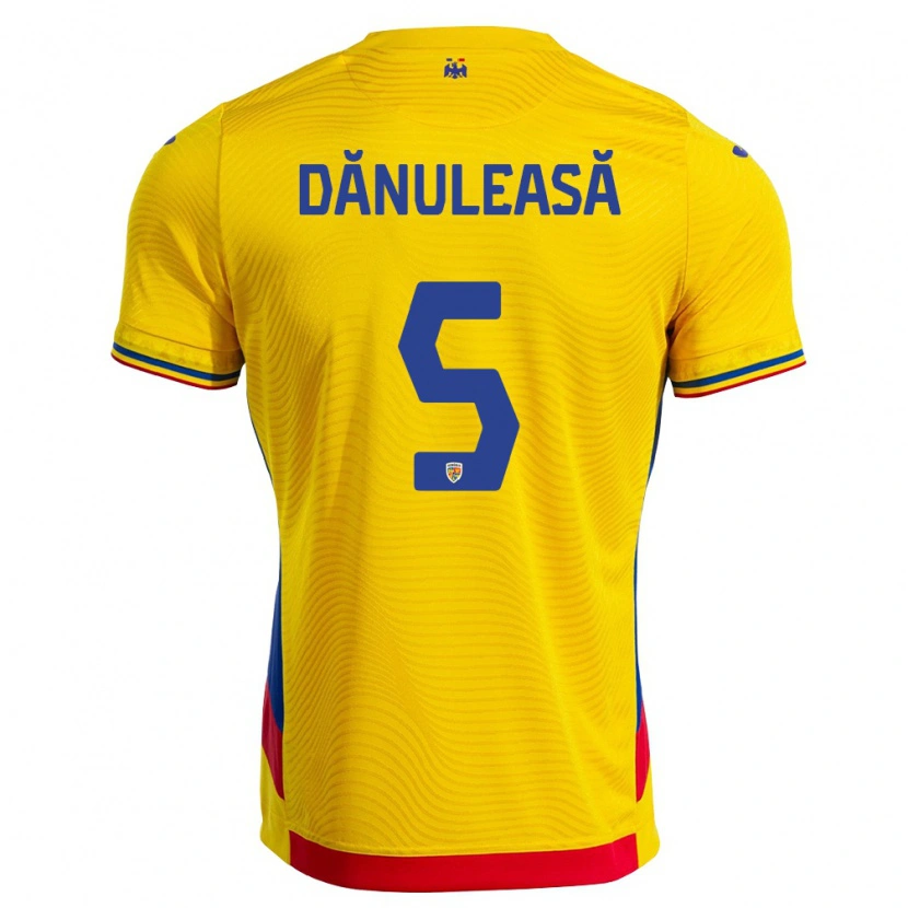 Danxen Hombre Camiseta Rumania Gabriel Dănuleasă #5 Amarillo Rojo 1ª Equipación 26-28 La Camisa