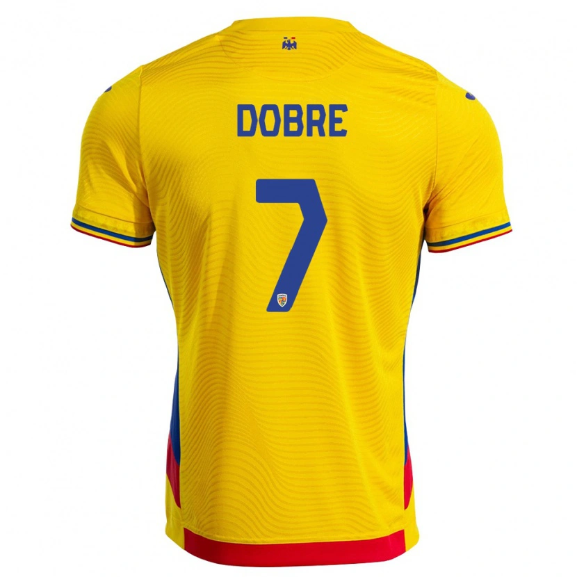 Danxen Hombre Camiseta Rumania Alexandru Dobre #7 Amarillo Rojo 1ª Equipación 26-28 La Camisa
