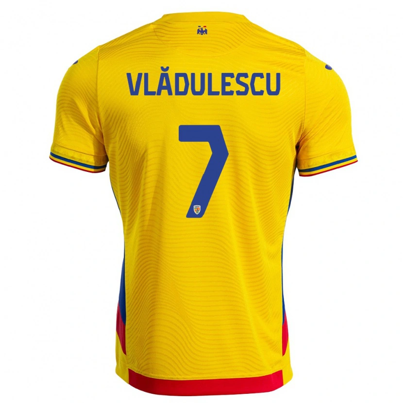 Danxen Hombre Camiseta Rumania Ana Maria Vlădulescu #7 Amarillo Rojo 1ª Equipación 26-28 La Camisa