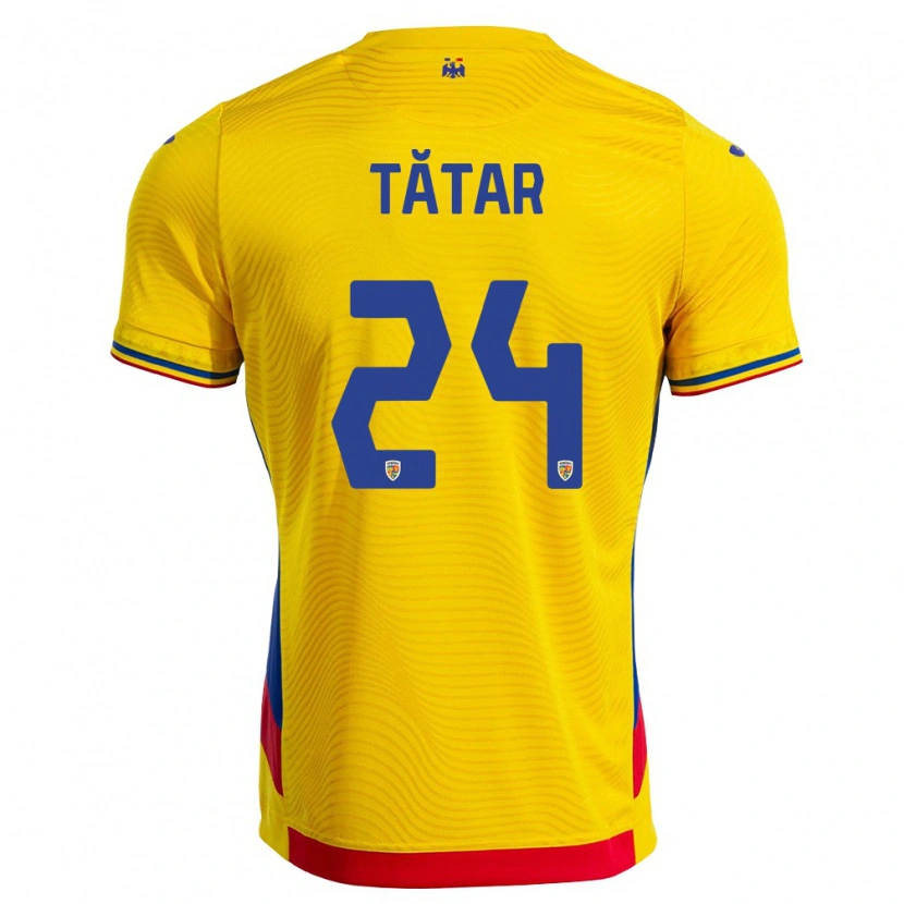 Danxen Hombre Camiseta Rumania Mădălina Tătar #24 Amarillo Rojo 1ª Equipación 26-28 La Camisa
