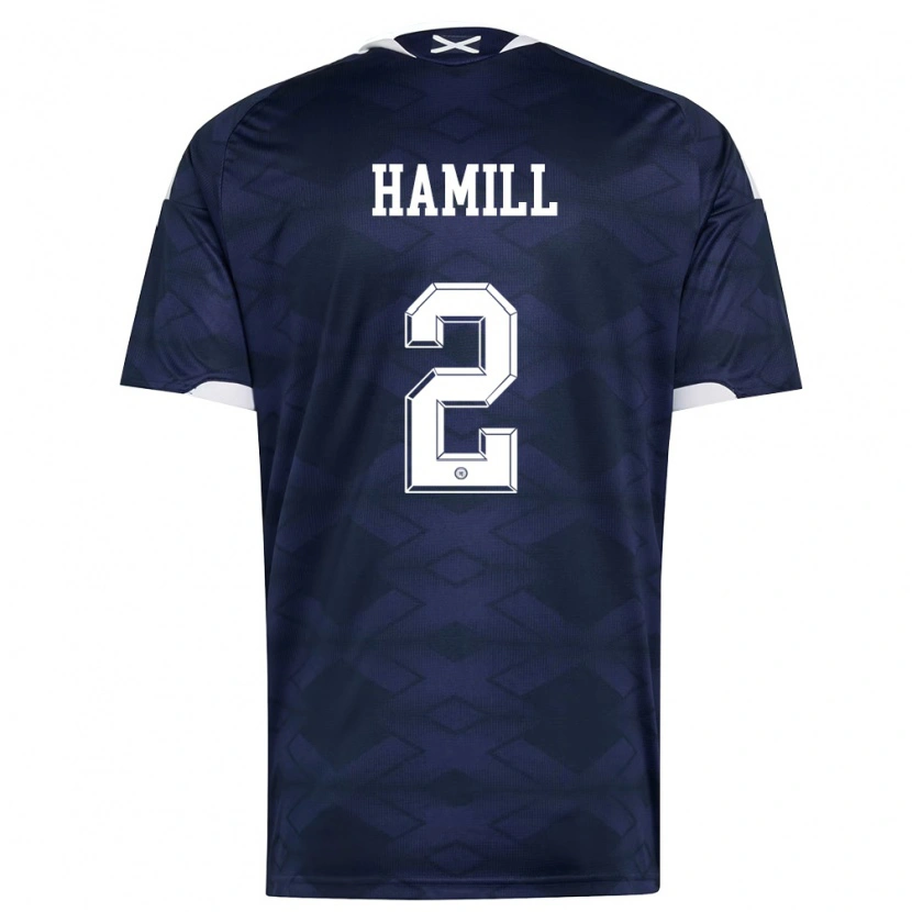 Danxen Hombre Camiseta Escocia Callan Hamill #2 Marino Blanco 1ª Equipación 26-28 La Camisa