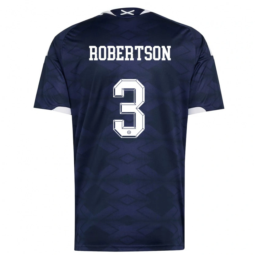 Danxen Hombre Camiseta Escocia Andrew Robertson #3 Marino Blanco 1ª Equipación 26-28 La Camisa