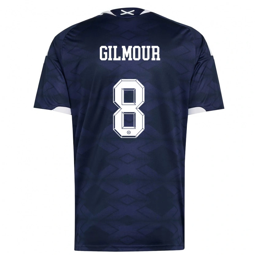 Danxen Hombre Camiseta Escocia Billy Gilmour #8 Marino Blanco 1ª Equipación 26-28 La Camisa